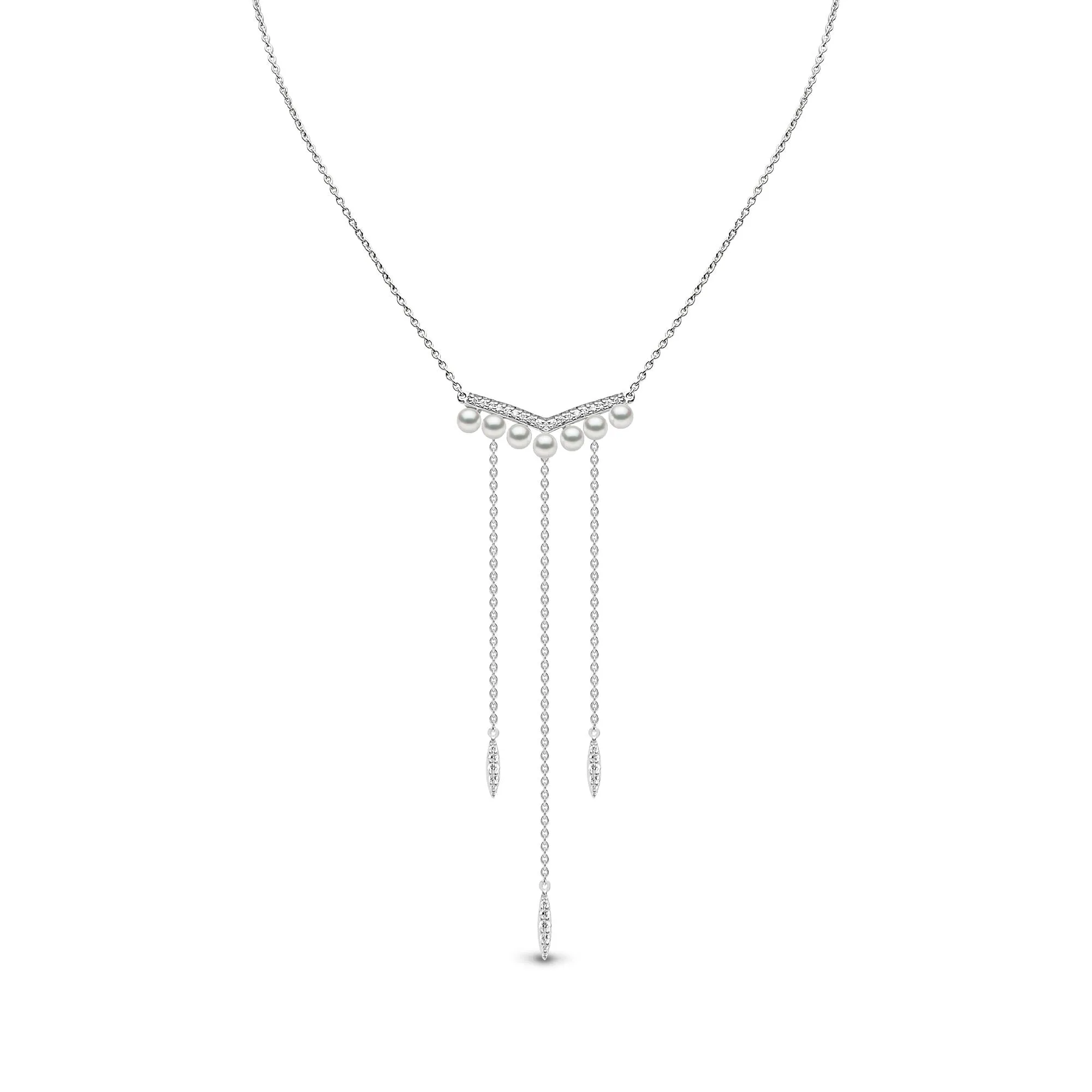 Trend Freshwater Pearl And Diamond Necklace 18ct Gold
