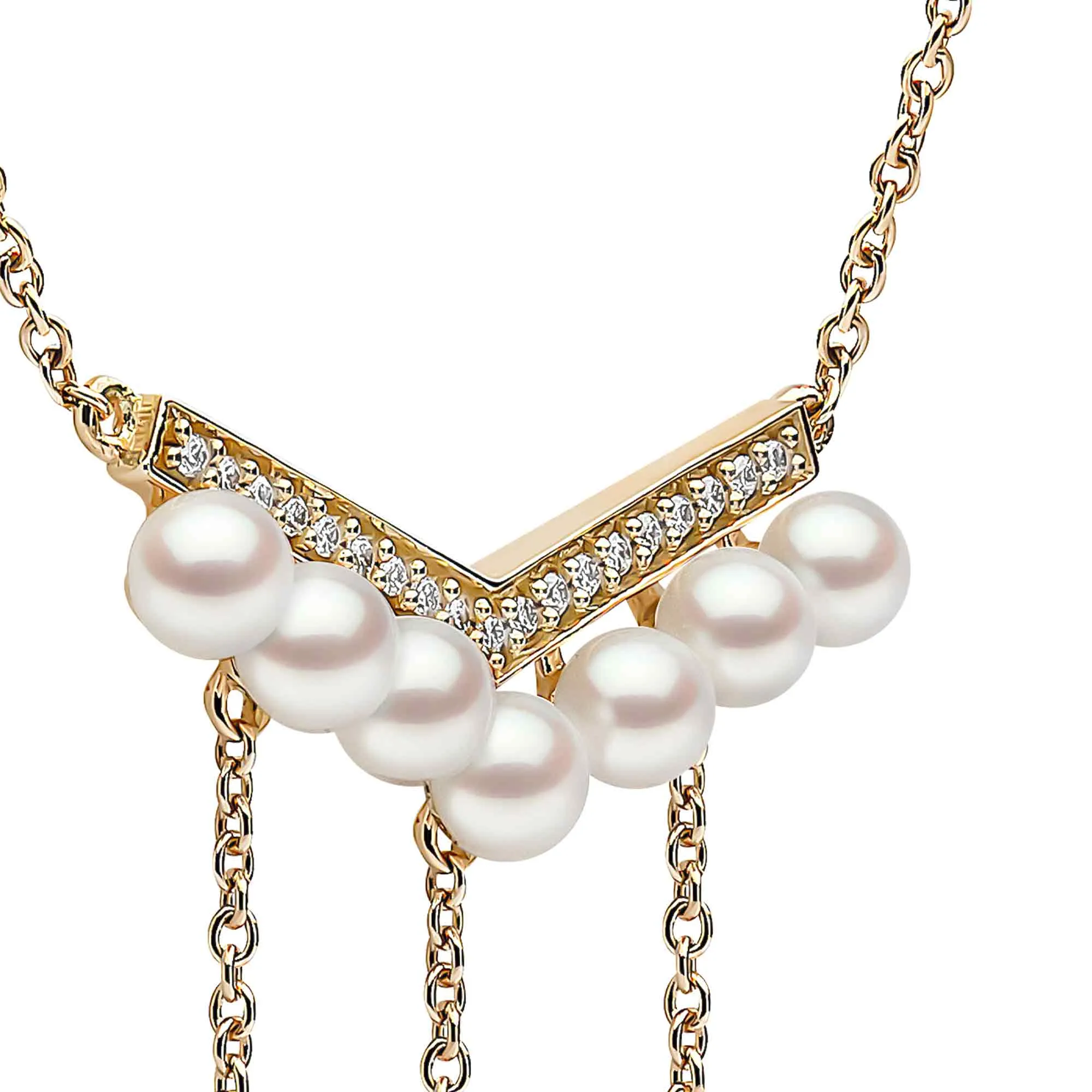 Trend Freshwater Pearl And Diamond Necklace 18ct Gold