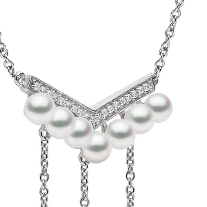 Trend Freshwater Pearl And Diamond Necklace 18ct Gold