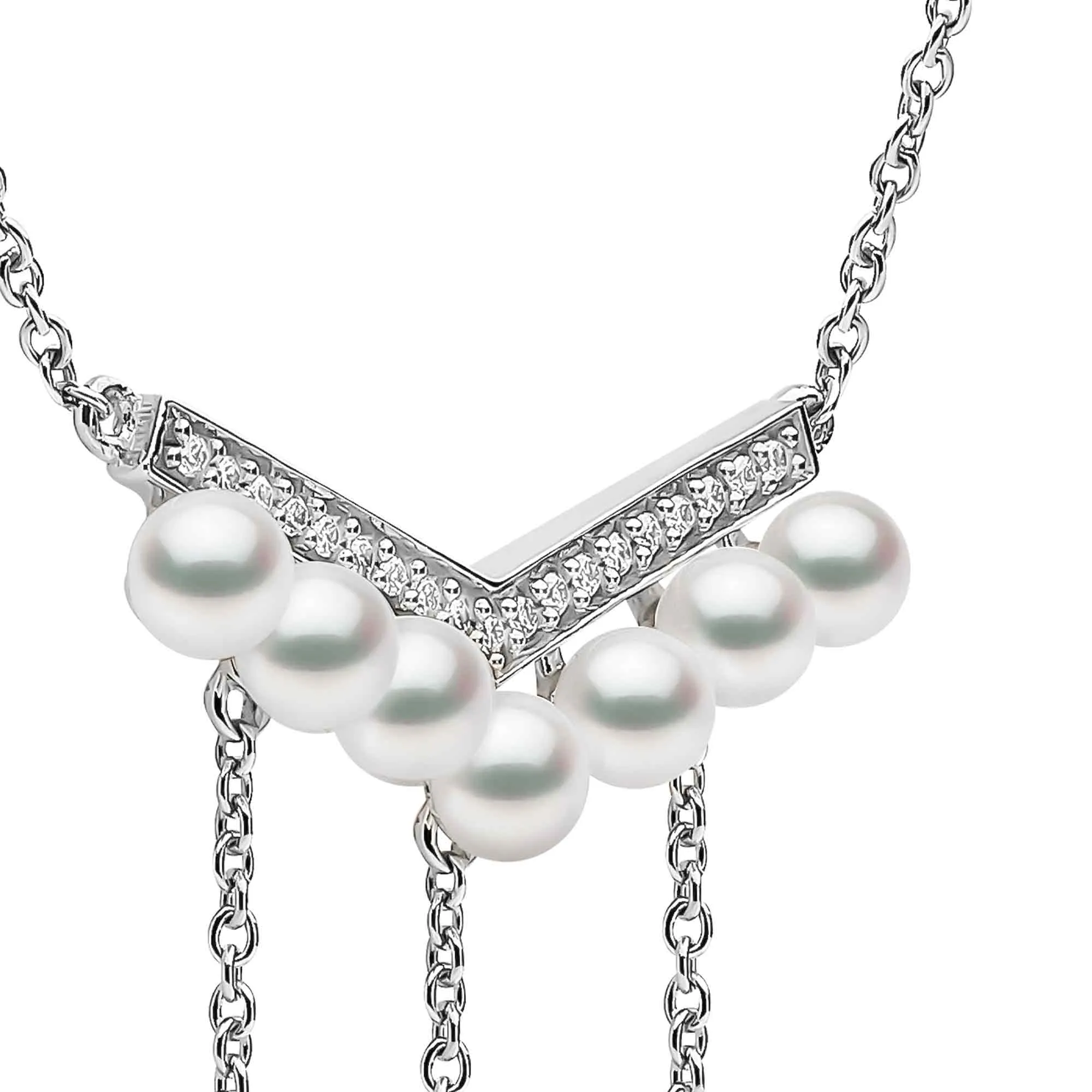 Trend Freshwater Pearl And Diamond Necklace 18ct Gold