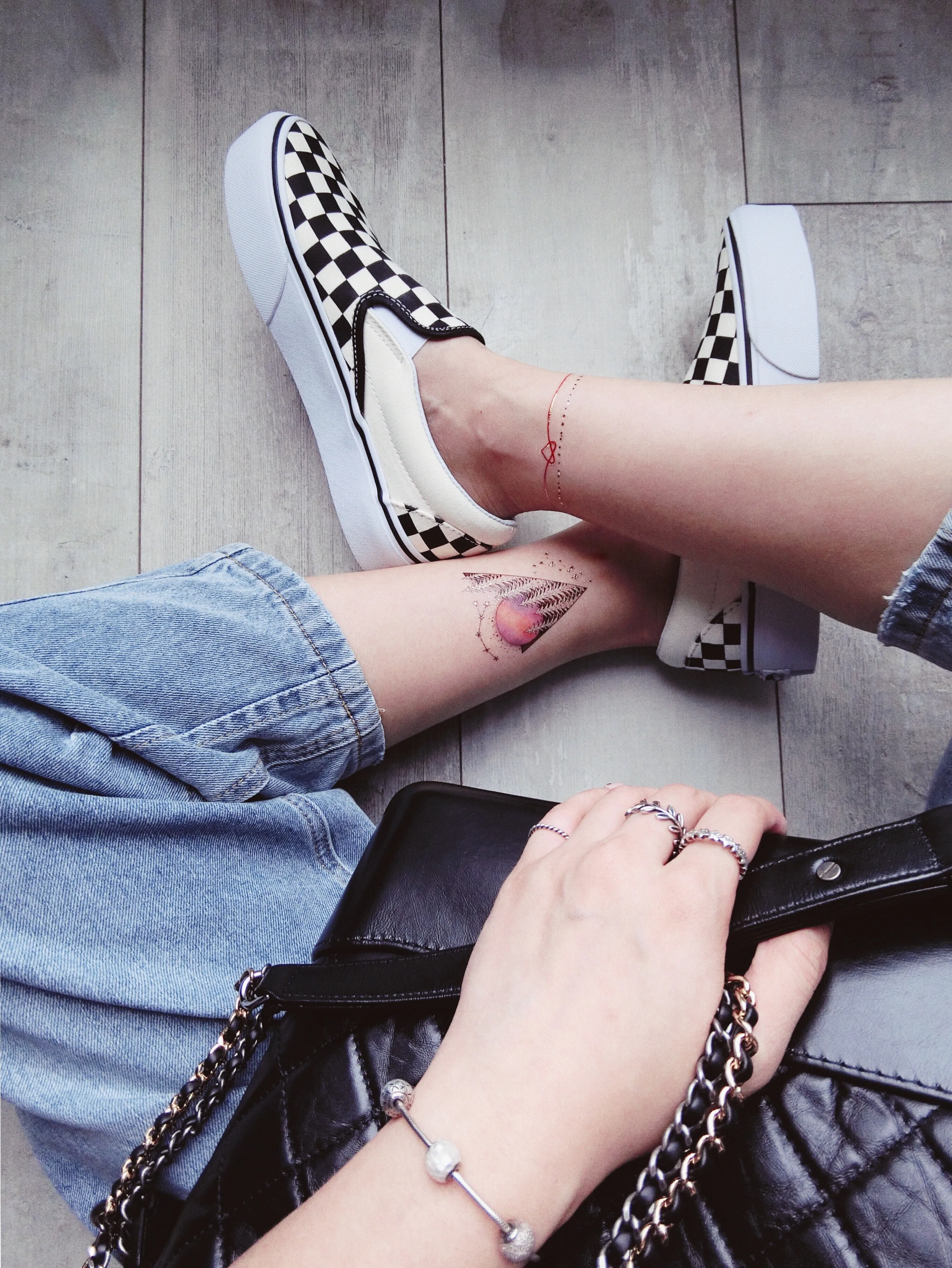 Triangles Ocean Forest Metallic Temporary Tattoo