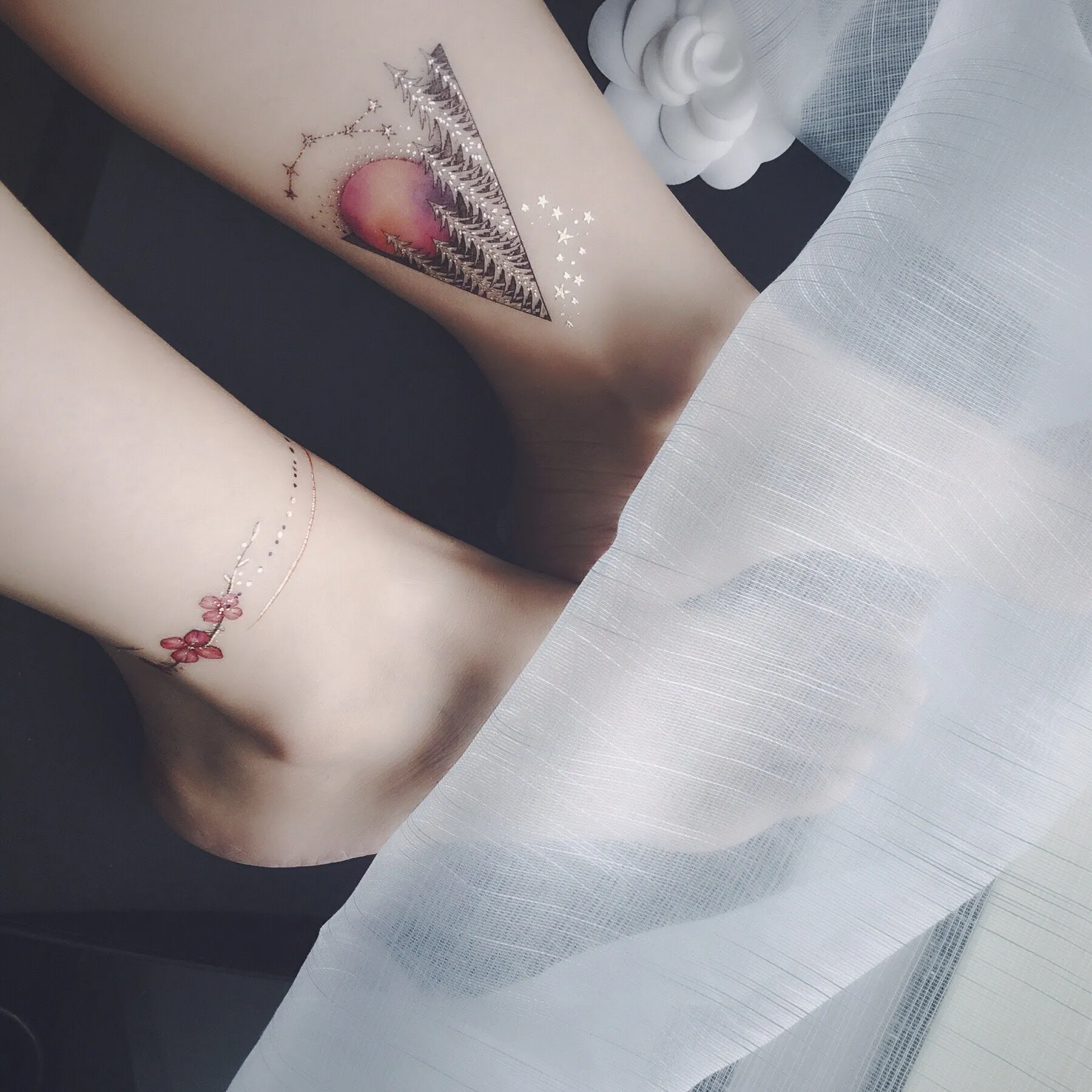 Triangles Ocean Forest Metallic Temporary Tattoo