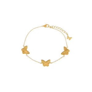 Triple Ridged Butterfly Charm Bracelet