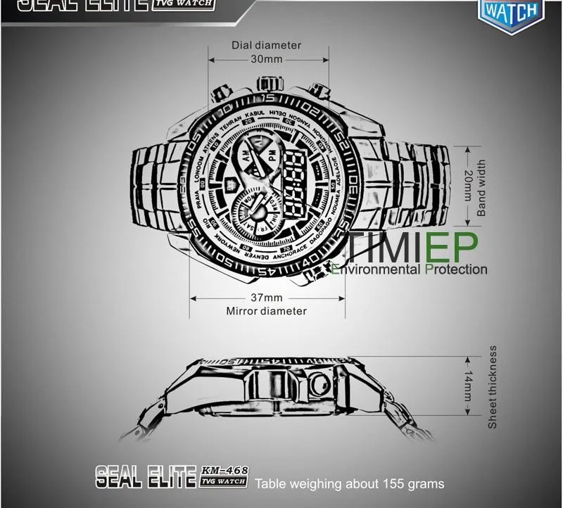 TVG - Digital Display Men's Waterproof Quartz Watch