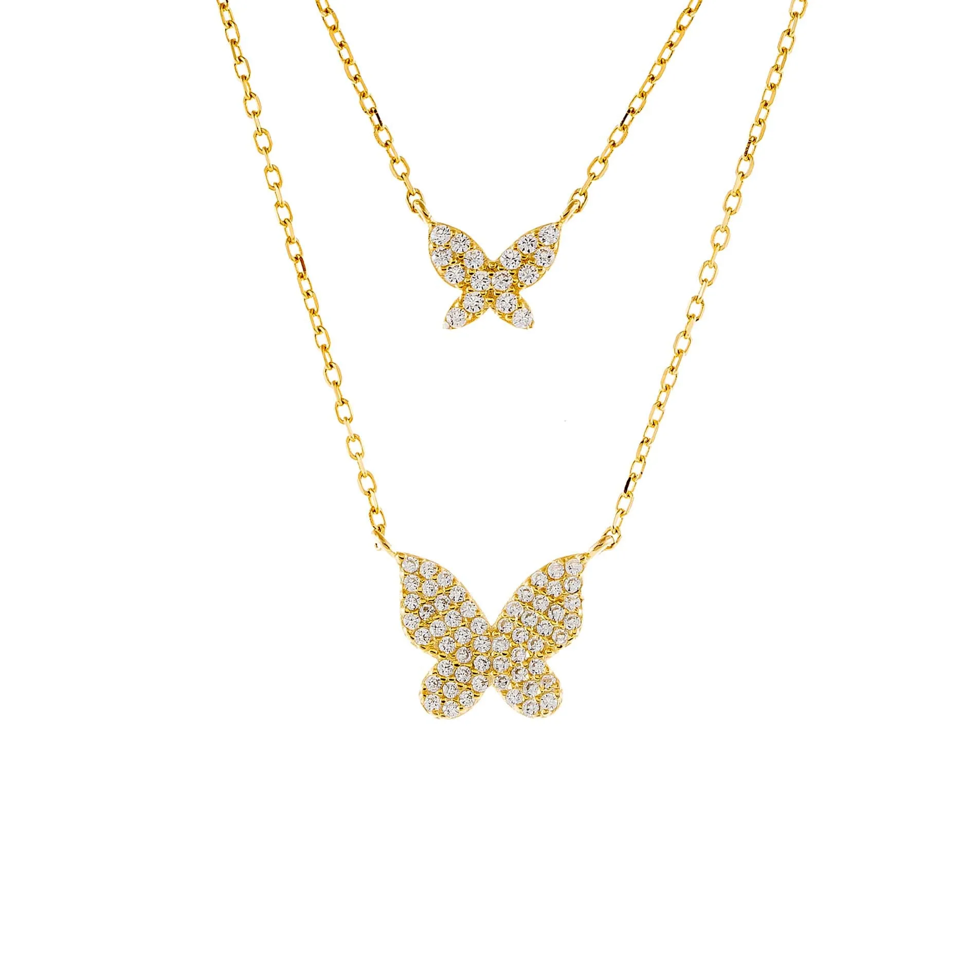 Two in One Pavé Butterfly Necklace