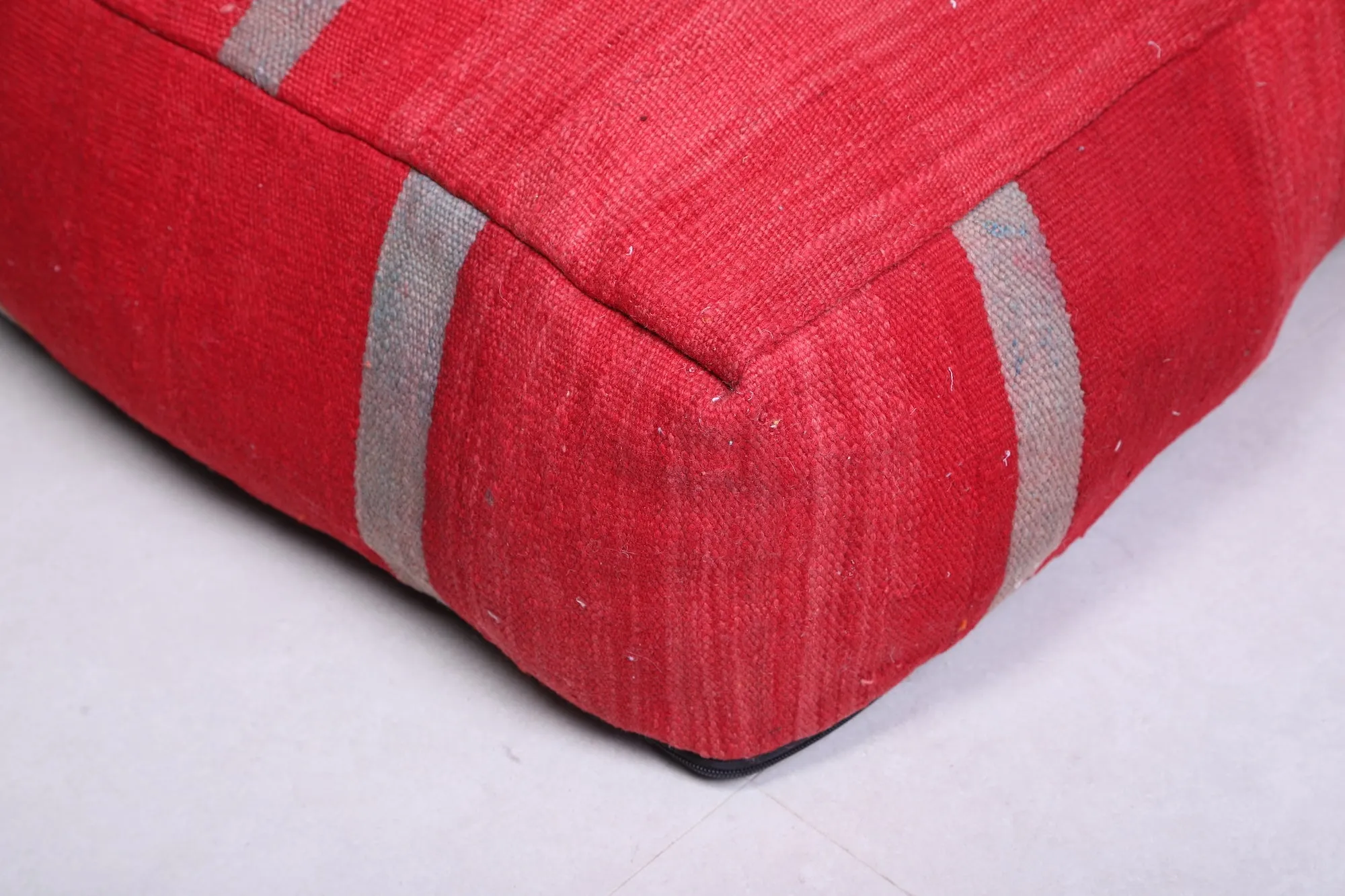 Two Moroccan Floor Poufs red Ottoman