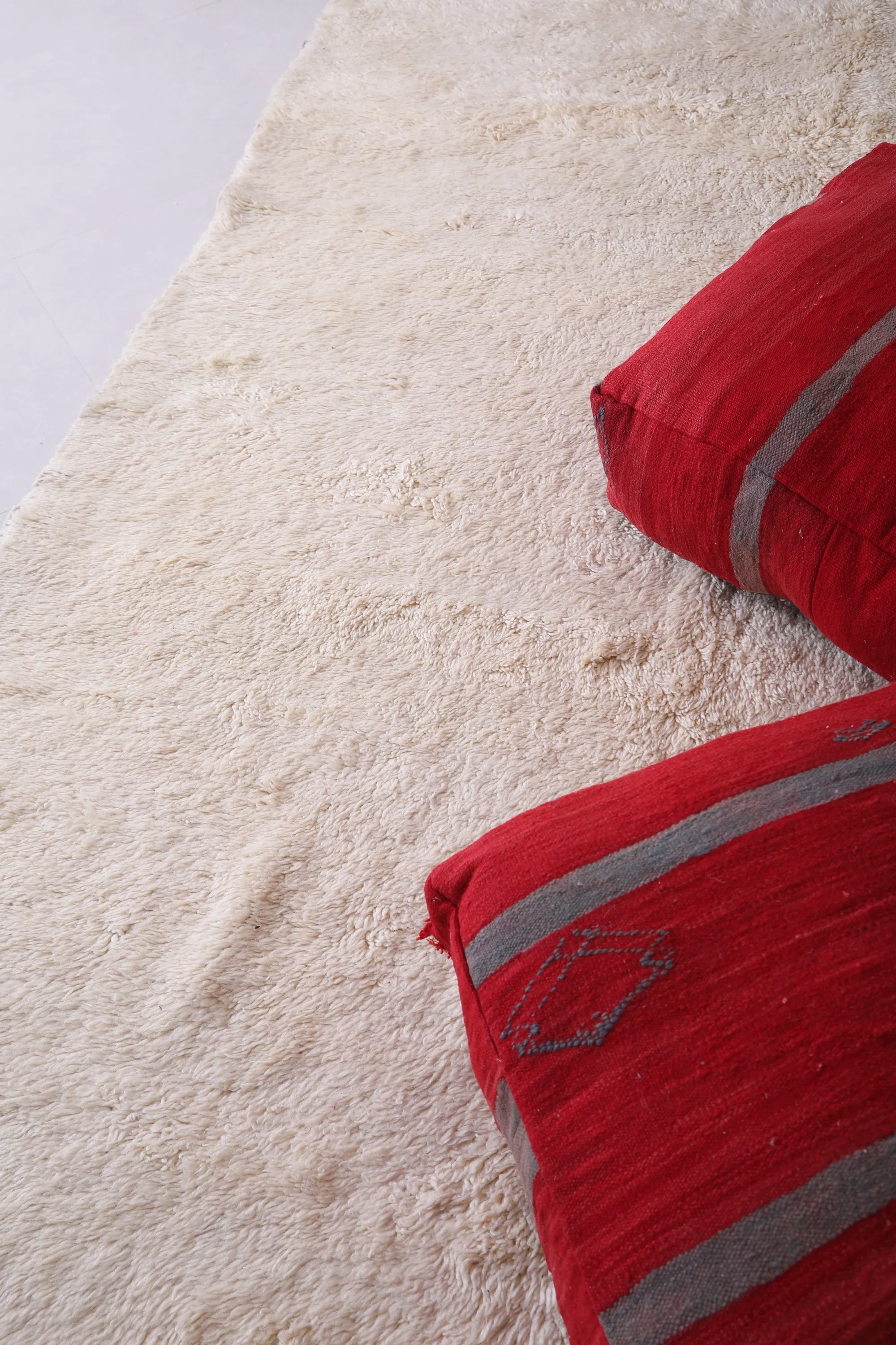 Two Moroccan Floor Poufs red Ottoman