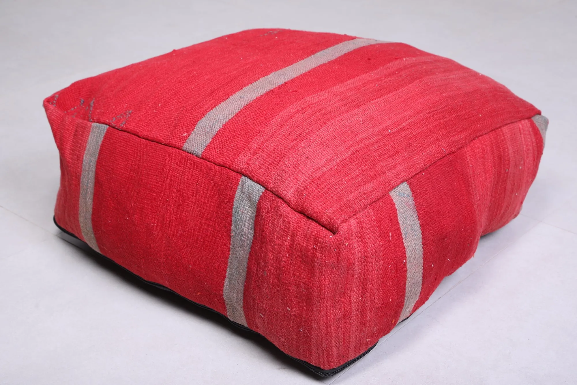 Two Moroccan Floor Poufs red Ottoman