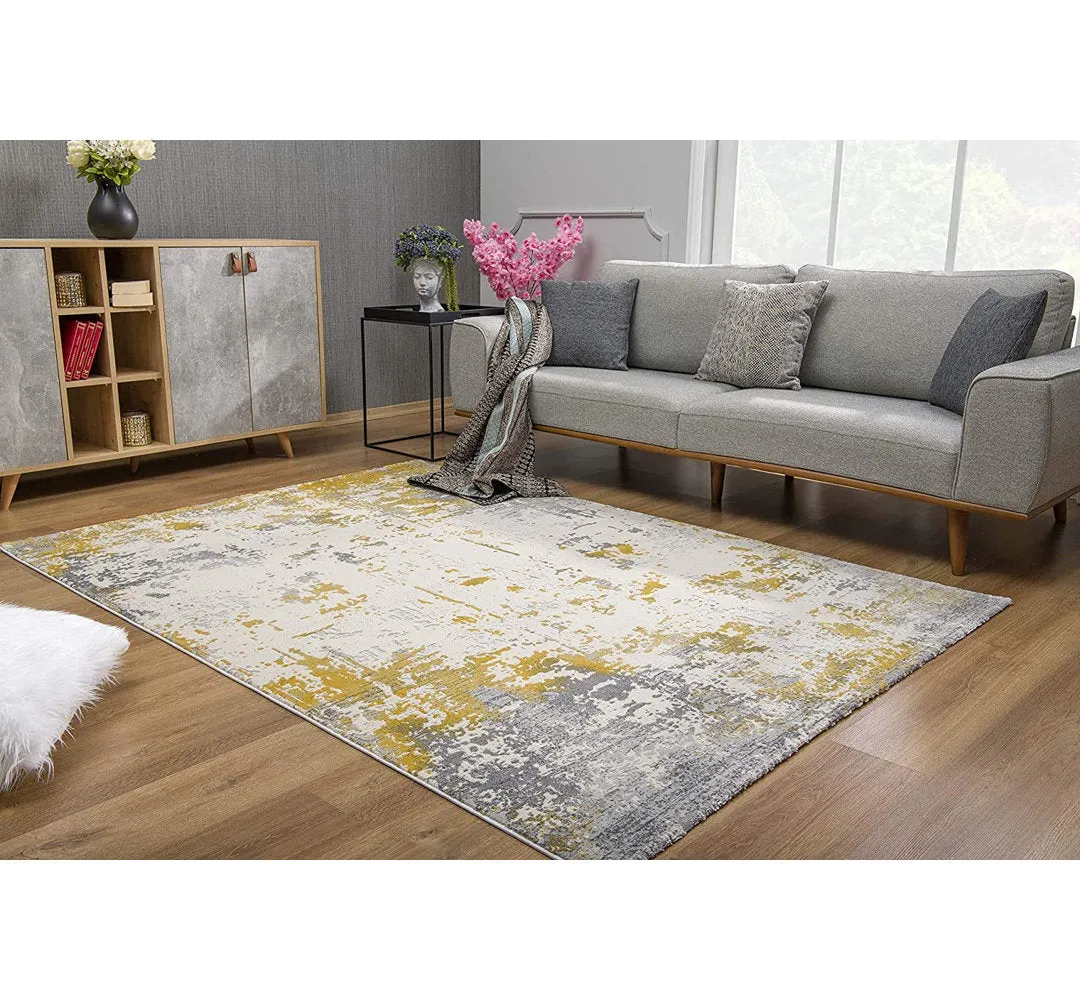 Tylor Abstract Gold Area Rug Williston Forge Rug Size: Runner 2' x 13'