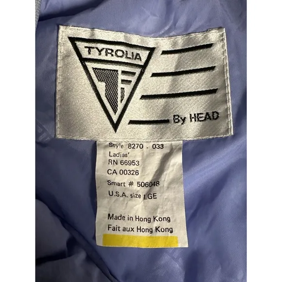 Tyrolia by HEAD Vtg 90s Full Zip Button Down Ski Jacket Snowboard Pastel Yellow