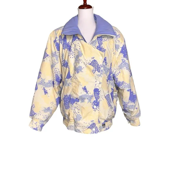 Tyrolia by HEAD Vtg 90s Full Zip Button Down Ski Jacket Snowboard Pastel Yellow