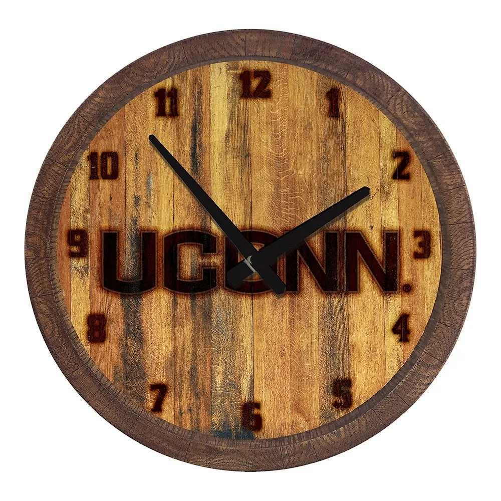 UConn Huskies: Branded "Faux" Barrel Top Wall Clock