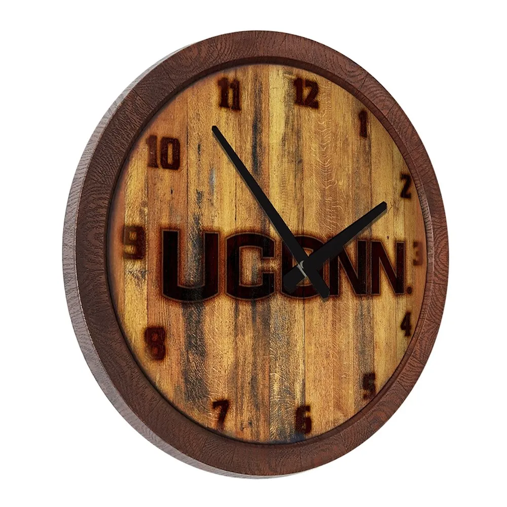UConn Huskies: Branded "Faux" Barrel Top Wall Clock