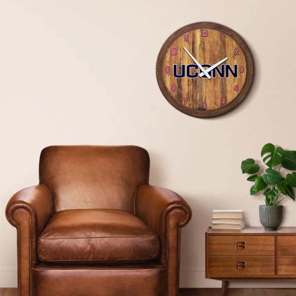 UConn Huskies: "Faux" Barrel Top Wall Clock