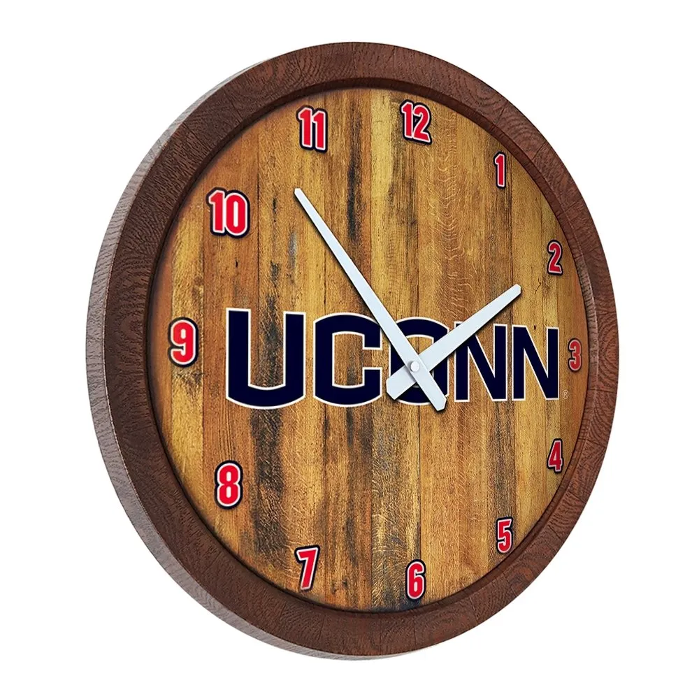 UConn Huskies: "Faux" Barrel Top Wall Clock