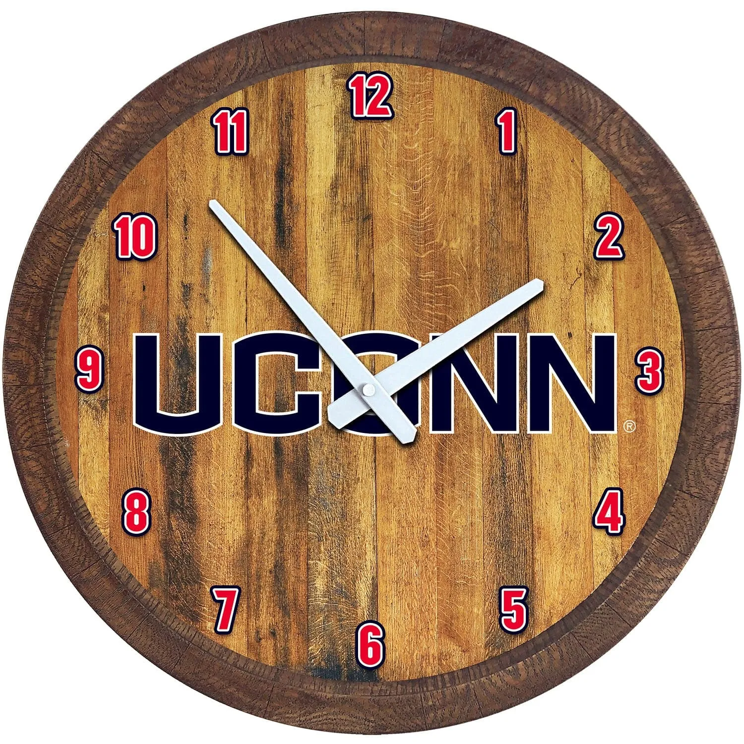 UConn Huskies: "Faux" Barrel Top Wall Clock