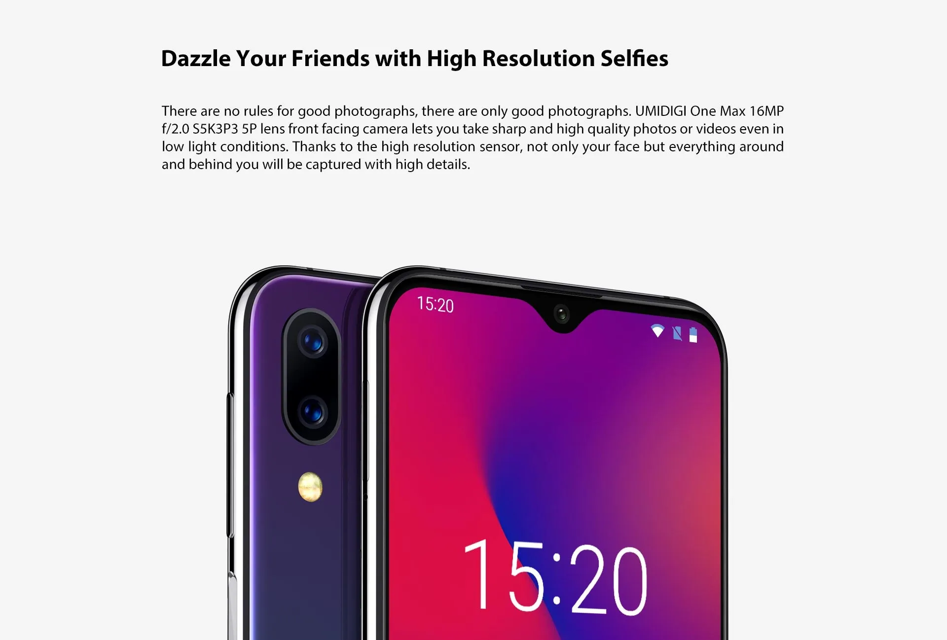 UMIDIGI One Max 4G Phablet Phone - Android 8.1, 6.3 Inch Display, 4GB RAM, 128GB ROM, 4150mAh - Aurora  Black (EU Version)