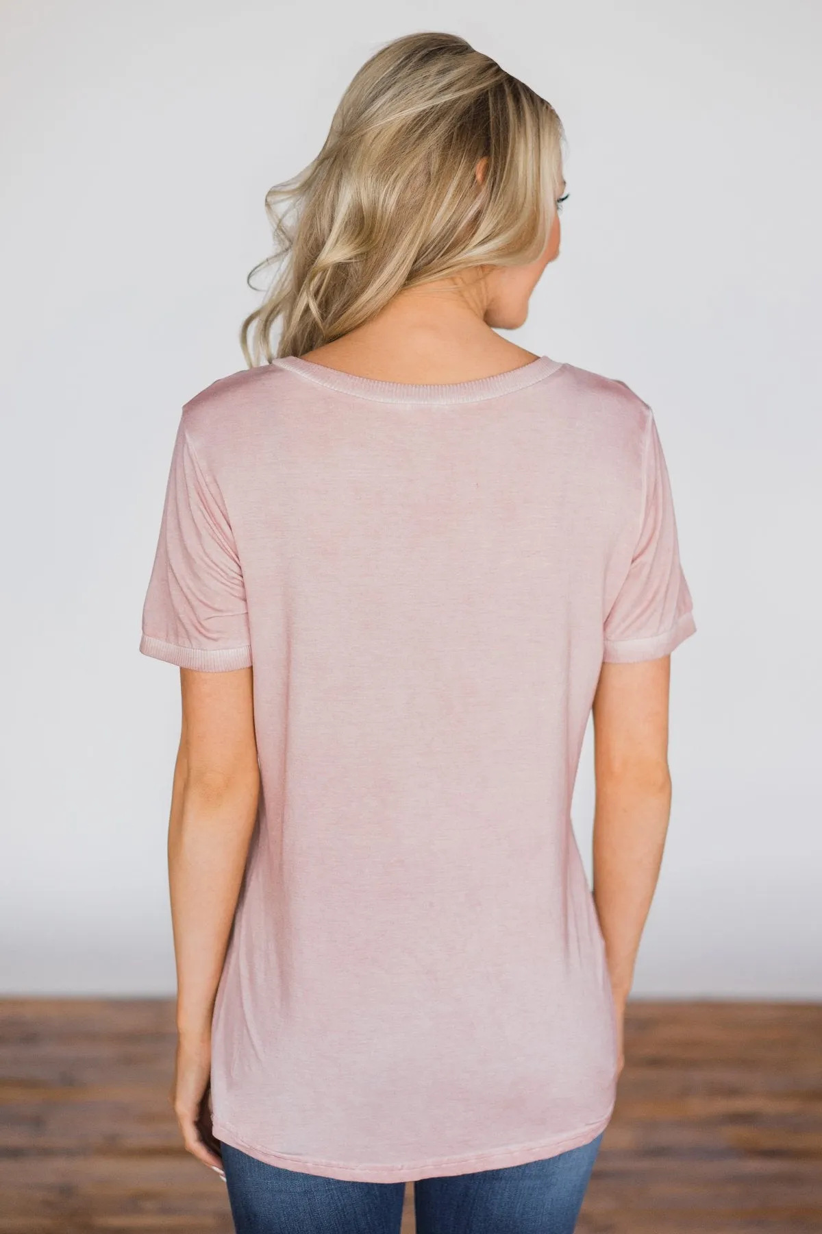 Unconditional Love Pocket Top- Vintage Blush