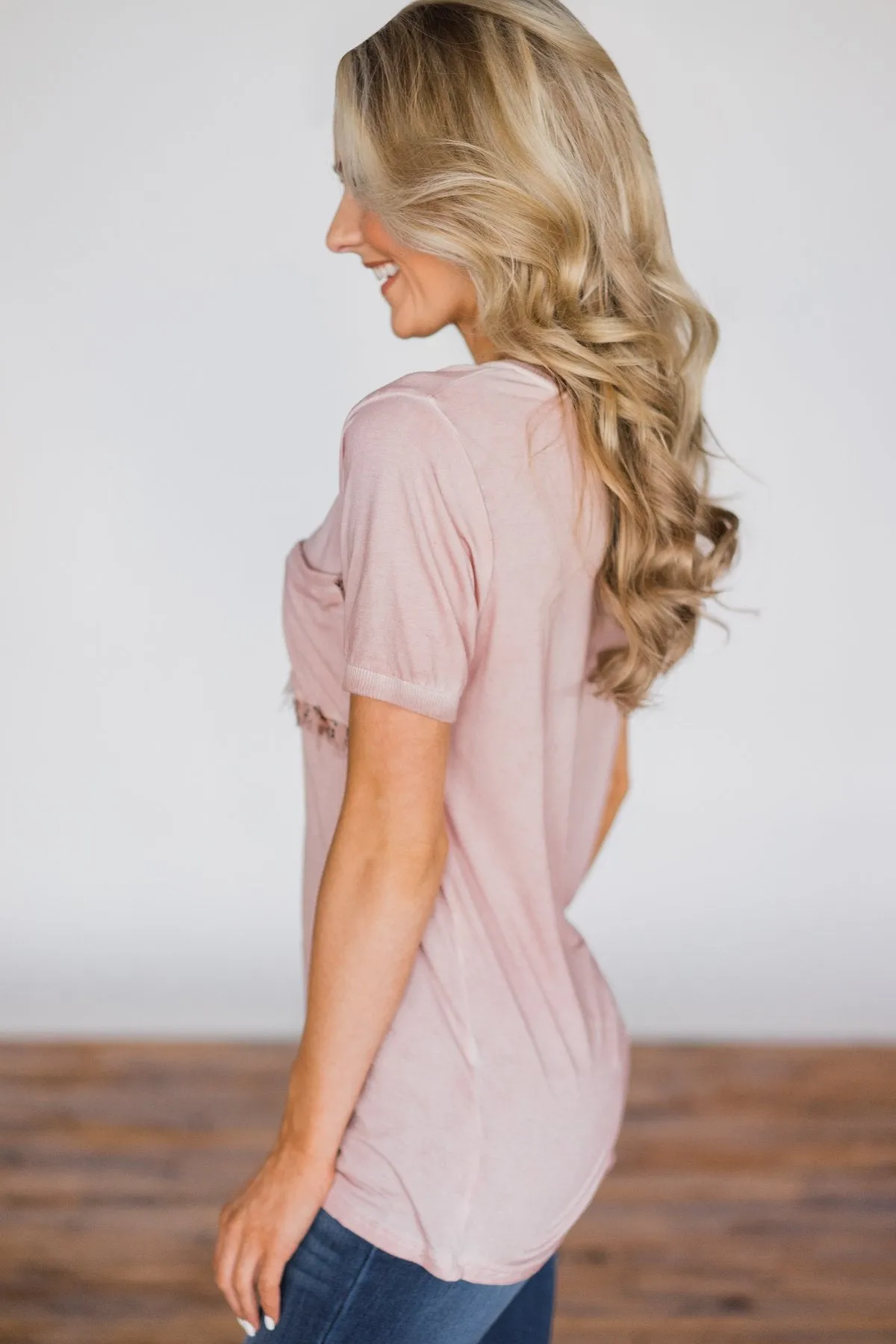 Unconditional Love Pocket Top- Vintage Blush