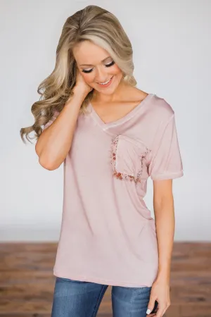 Unconditional Love Pocket Top- Vintage Blush