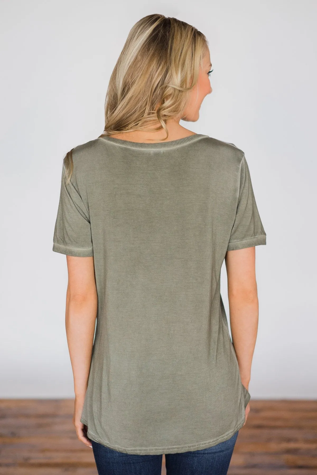Unconditional Love Pocket Top- Vintage Olive