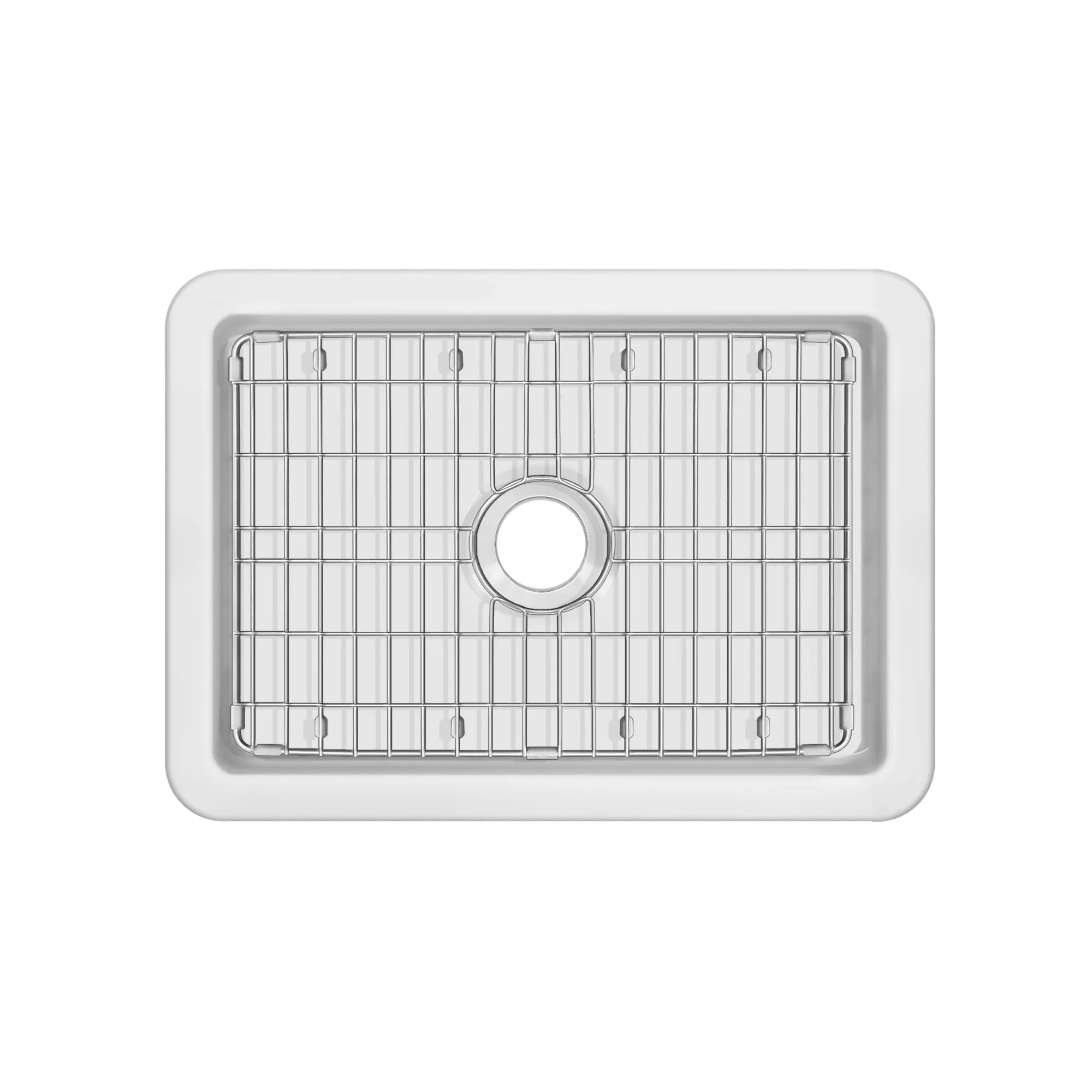 Undermount/Drop-in Single Bowl Fireclay Kitchen Sinks, Stainless Steel Grid Included