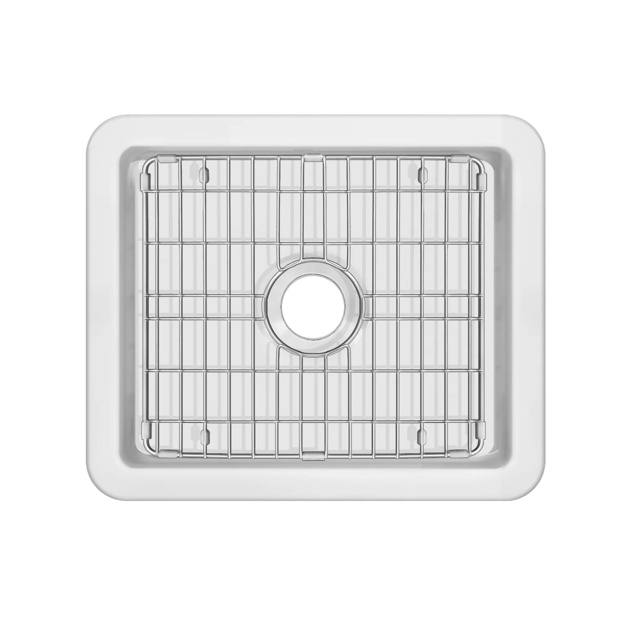 Undermount/Drop-in Single Bowl Fireclay Kitchen Sinks, Stainless Steel Grid Included
