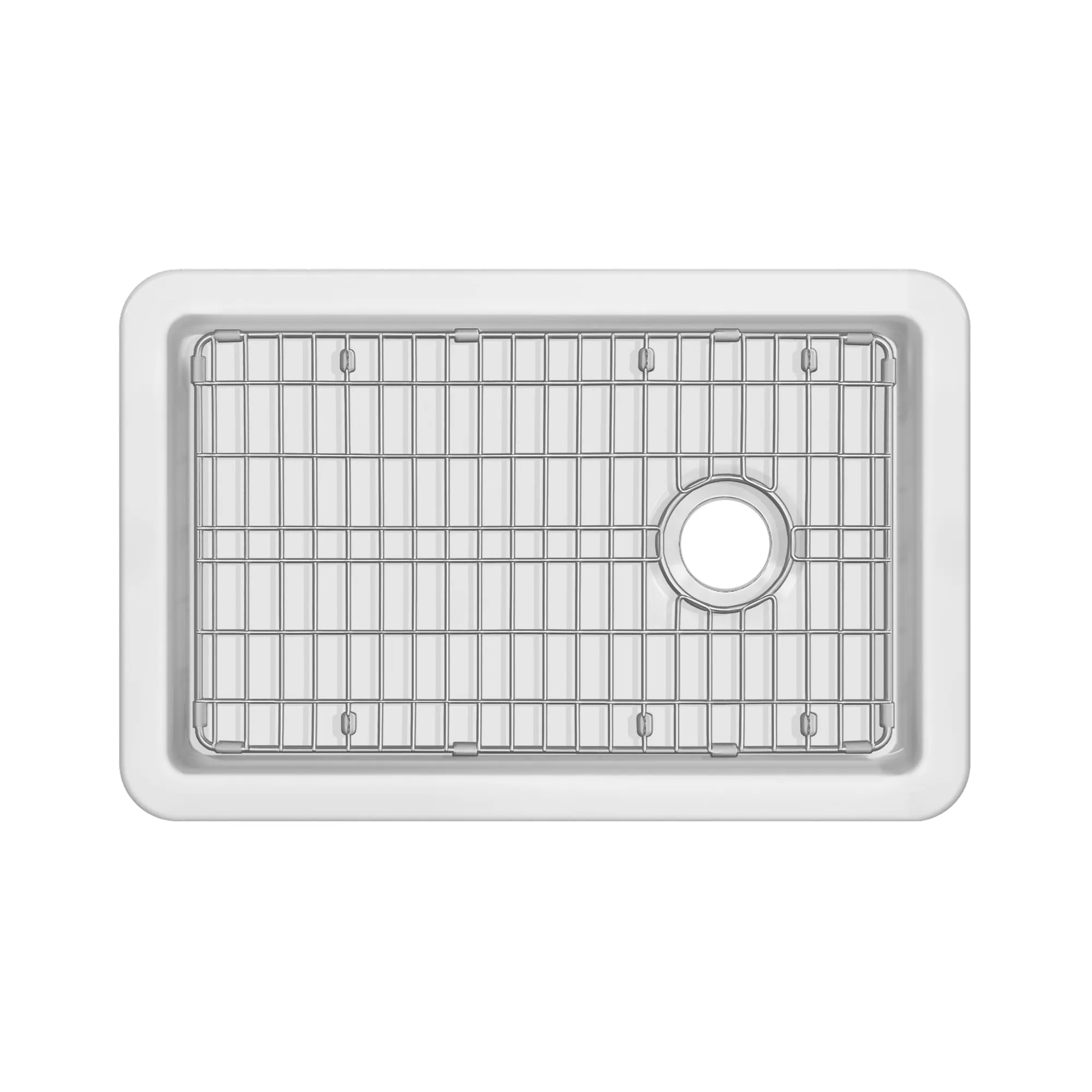 Undermount/Drop-in Single Bowl Fireclay Kitchen Sinks, Stainless Steel Grid Included