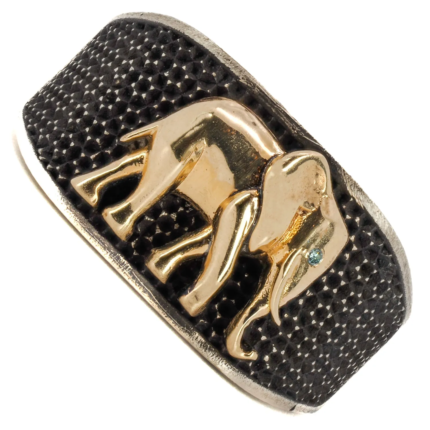 Unique Silver And Gold Elephant Ring