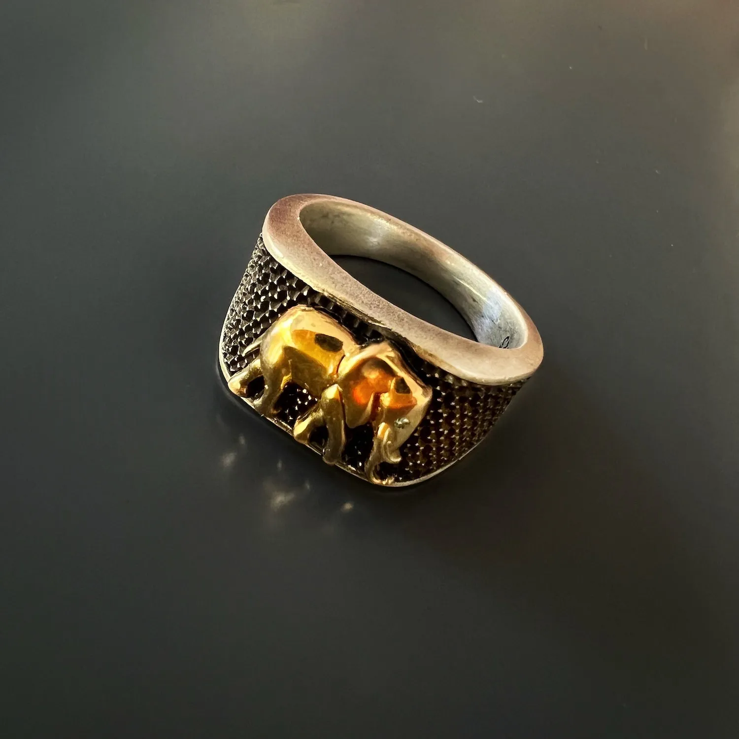 Unique Silver And Gold Elephant Ring