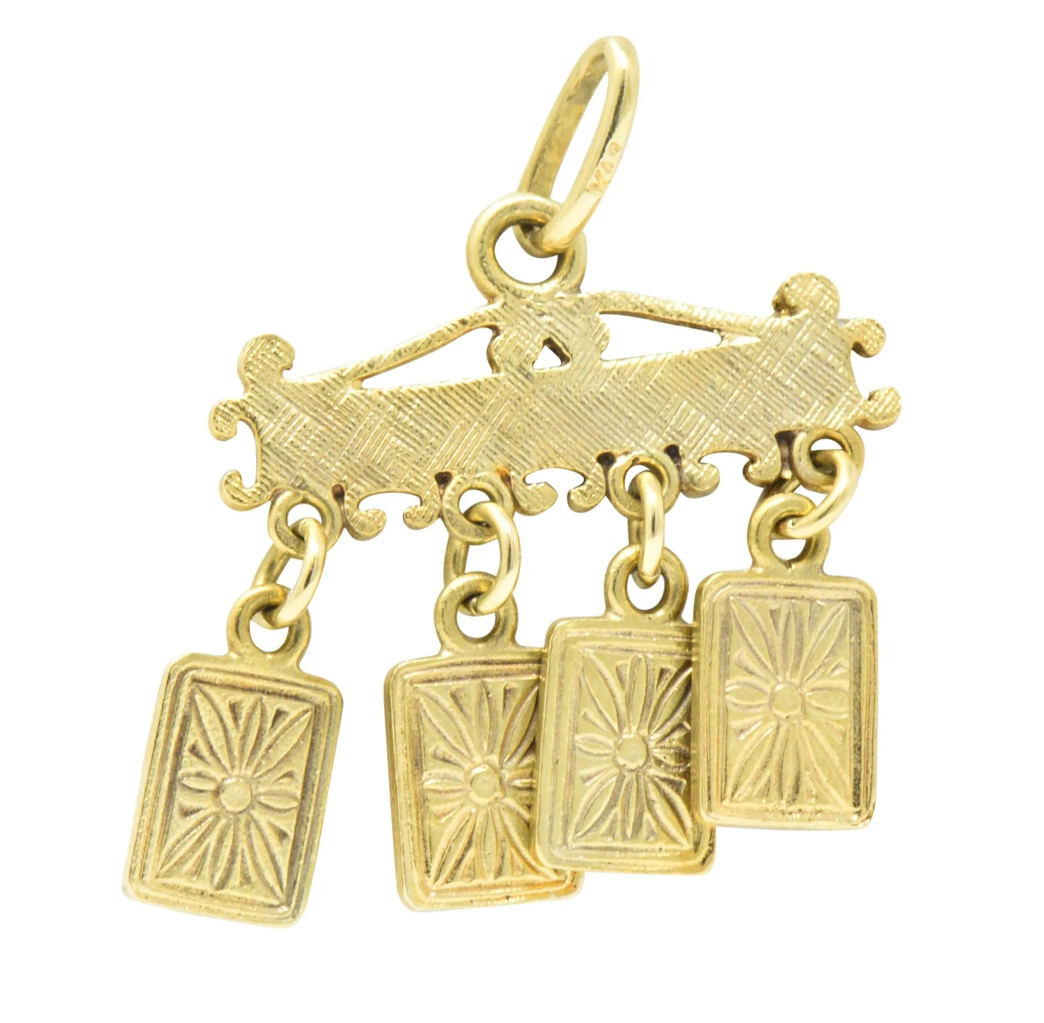 Unique Victorian Enamel 18 Karat Gold Playing Cards Charm