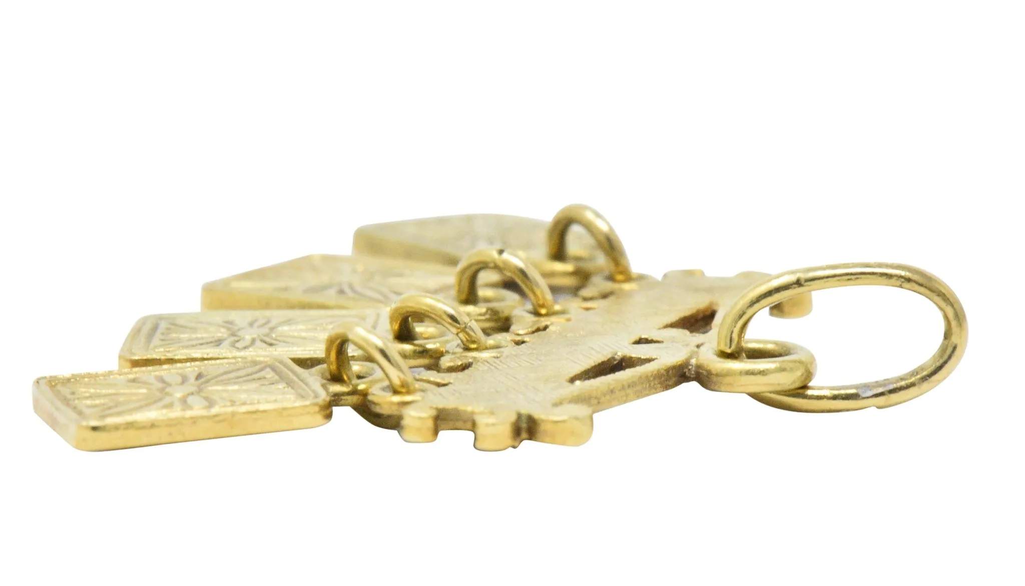 Unique Victorian Enamel 18 Karat Gold Playing Cards Charm