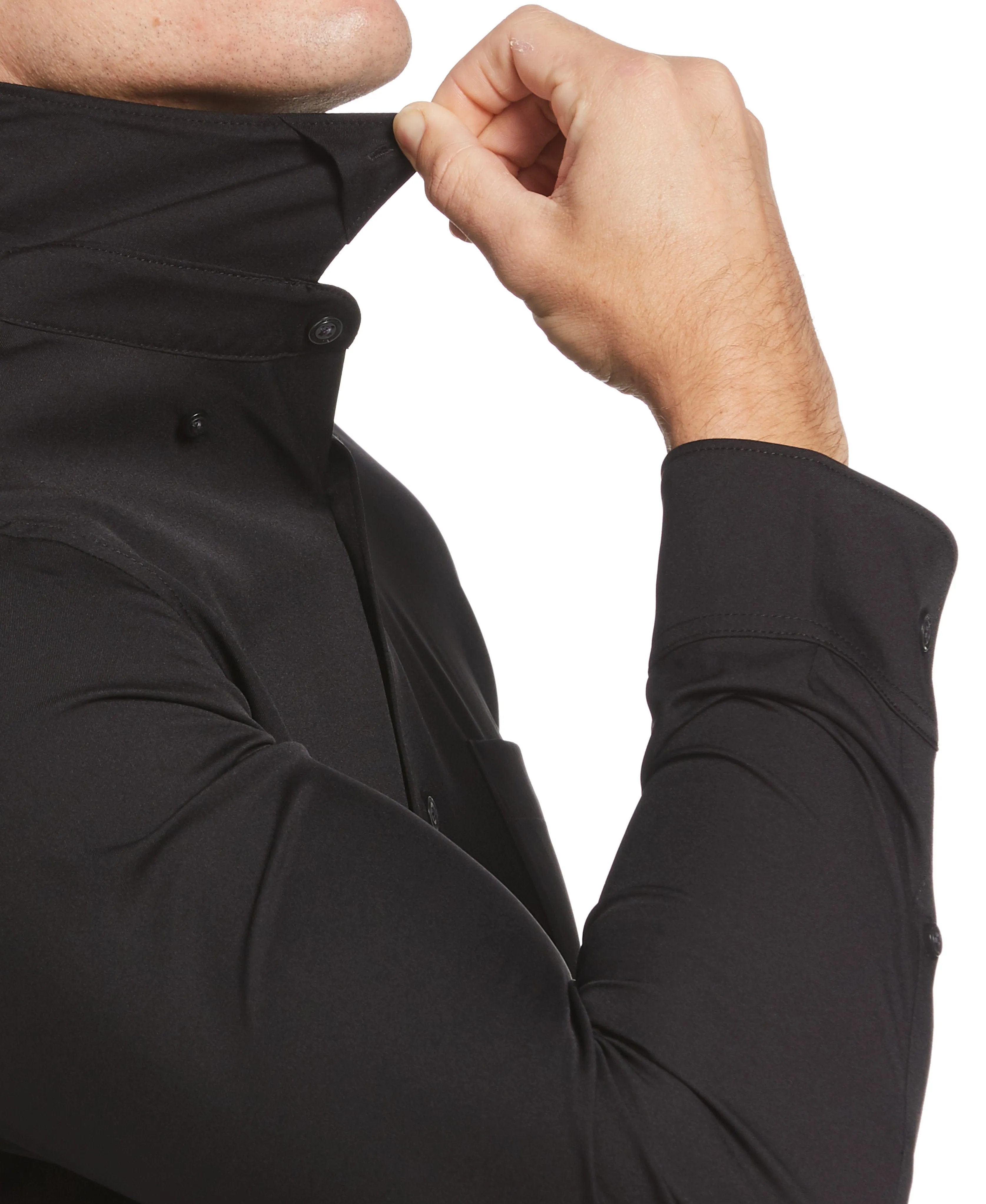 Untucked Total Stretch Slim Fit Solid Shirt - Black