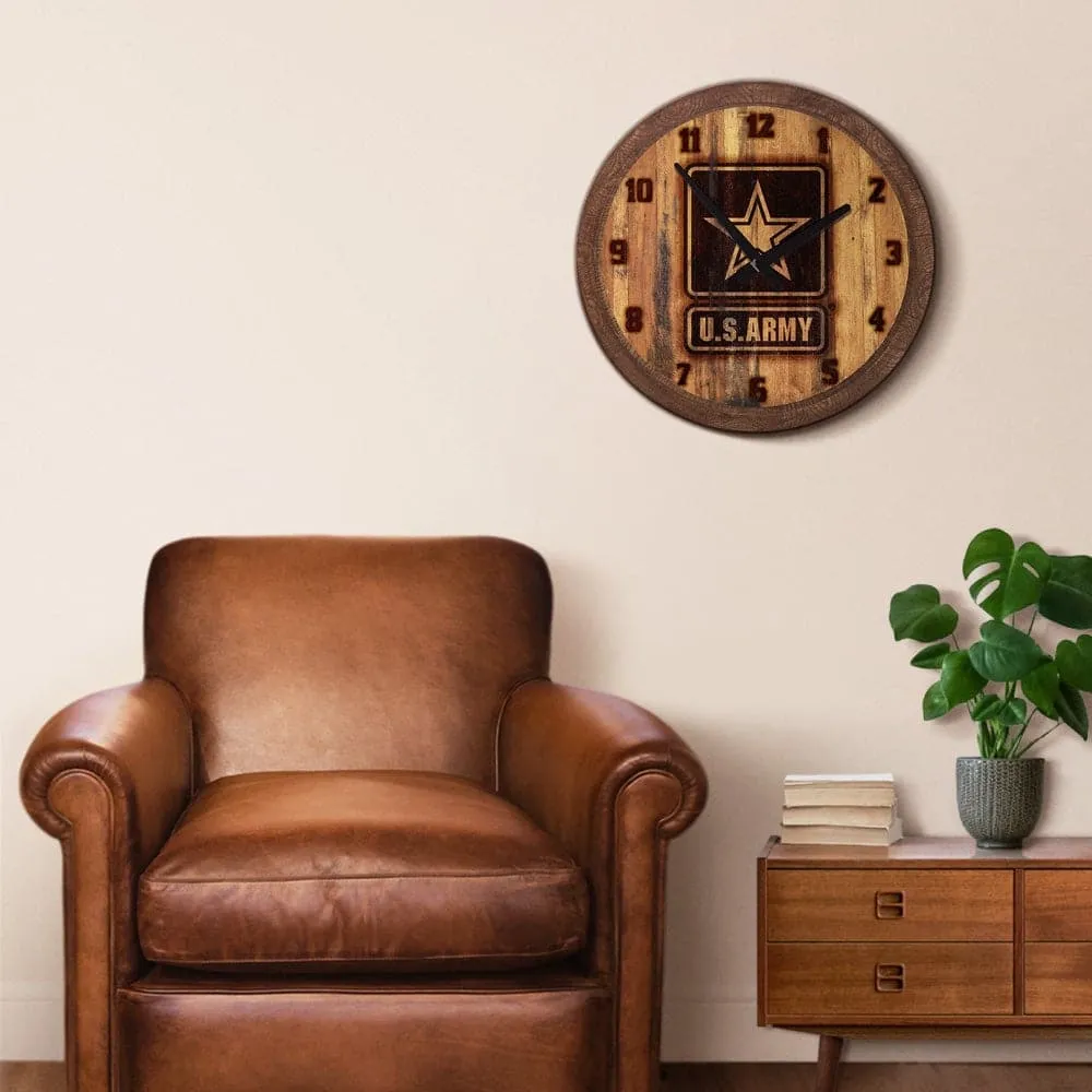 US Army: Branded "Faux" Barrel Top Wall Clock