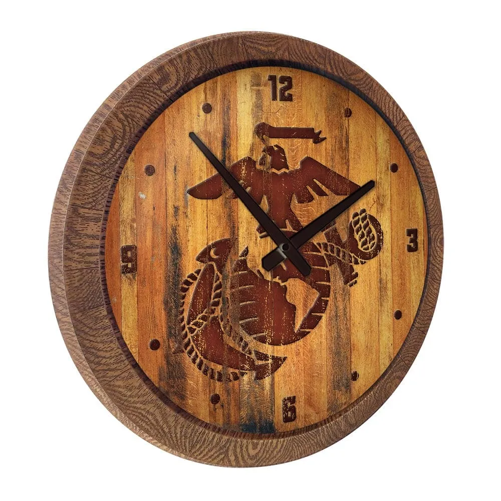 US Marine Corps: Branded "Faux" Barrel Top Wall Clock