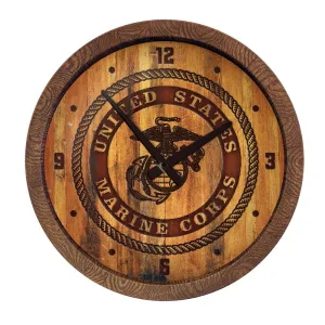 US Marine Corps: Seal - Branded "Faux" Barrel Top Wall Clock