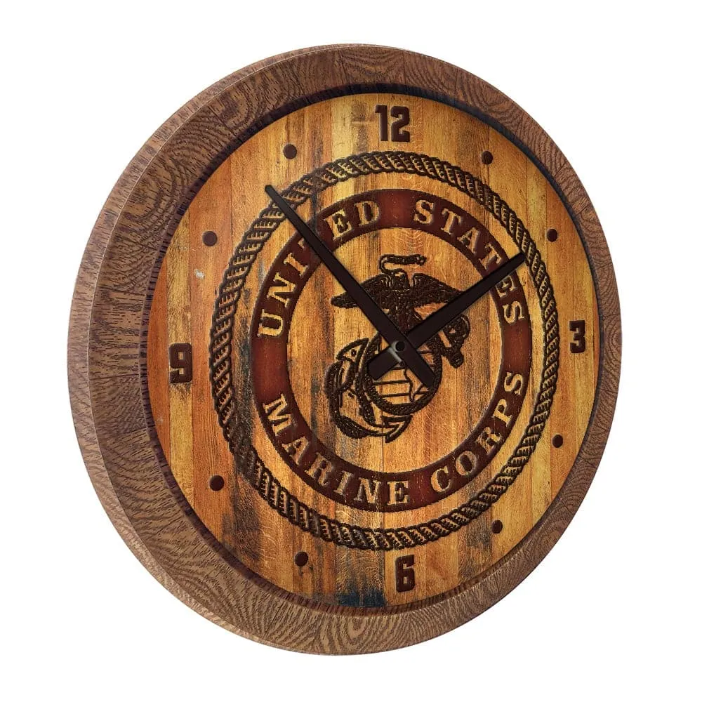 US Marine Corps: Seal - Branded "Faux" Barrel Top Wall Clock
