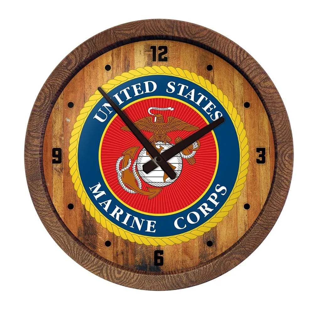 US Marine Corps: Seal - "Faux" Barrel Top Wall Clock