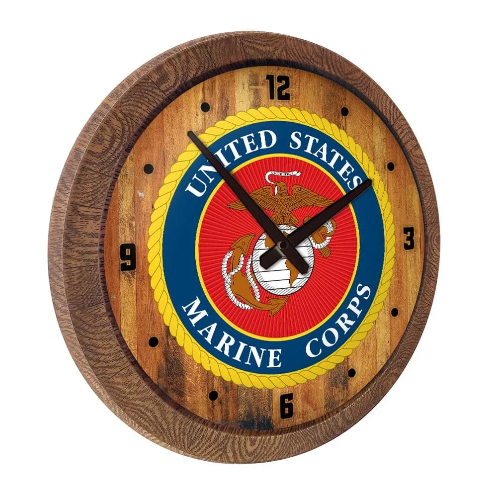 US Marine Corps: Seal - "Faux" Barrel Top Wall Clock