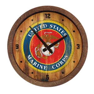 US Marine Corps: Seal - Weathered "Faux" Barrel Top Wall Clock