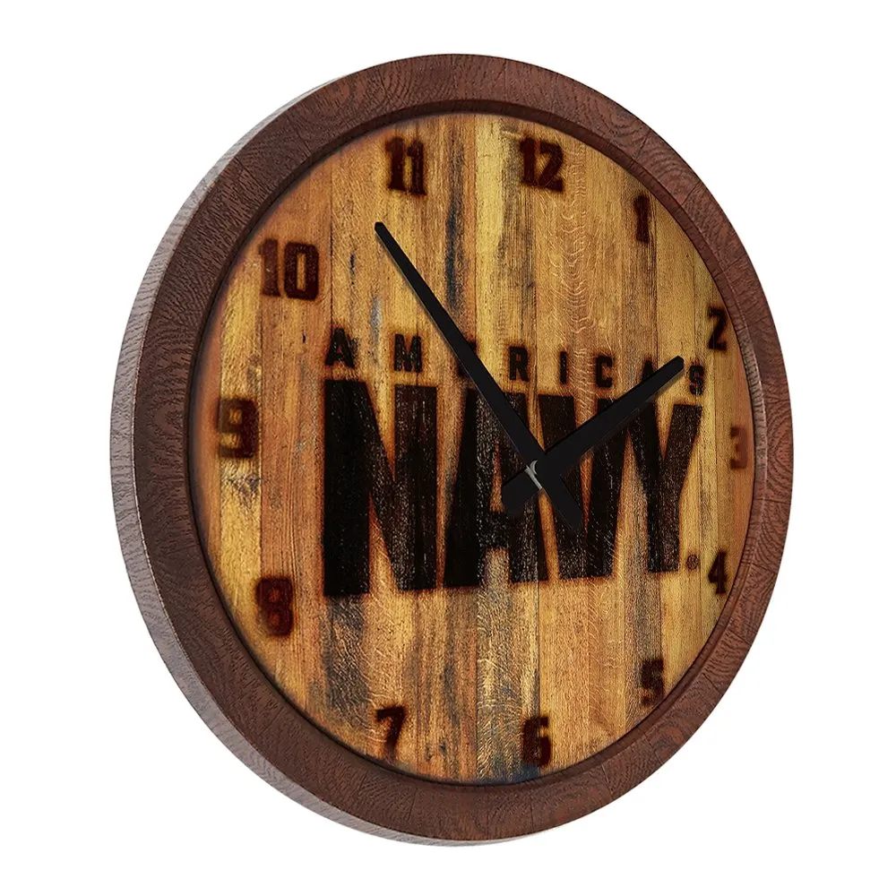 US Navy: Branded "Faux" Barrel Top Wall Clock