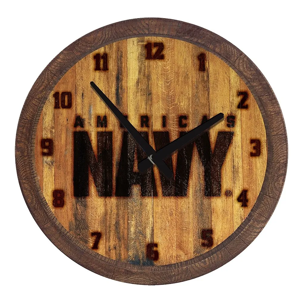 US Navy: Branded "Faux" Barrel Top Wall Clock