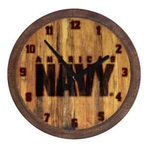 US Navy: Branded "Faux" Barrel Top Wall Clock