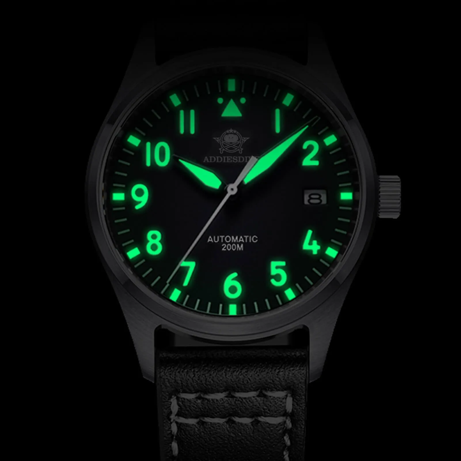 U.S. Warehouse -ADDIESDIVE®39mm Leather Men's Elegant Automatic Watch Diver 200M (MY-H2)