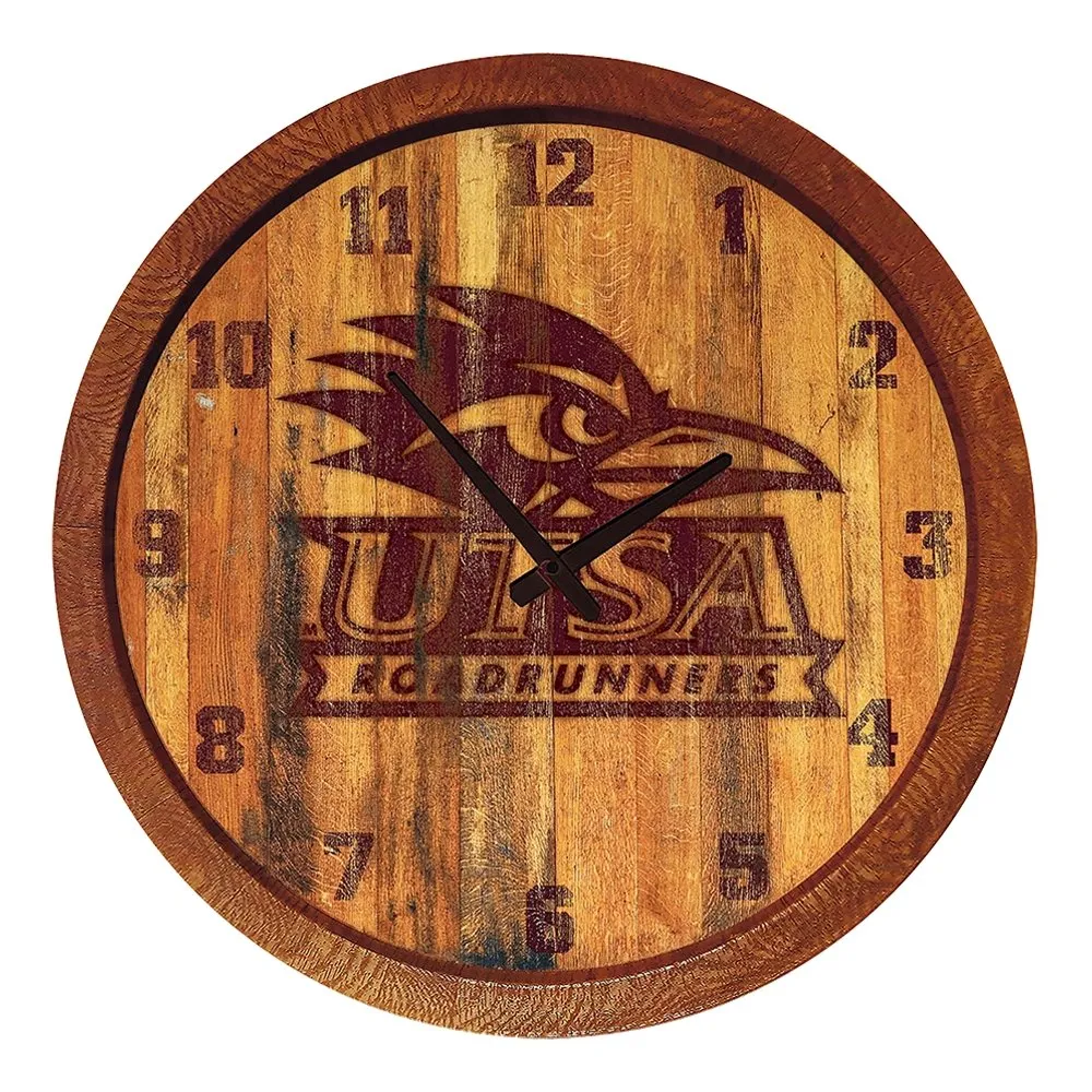 UT San Antonio Roadrunners: Branded "Faux" Barrel Top Wall Clock