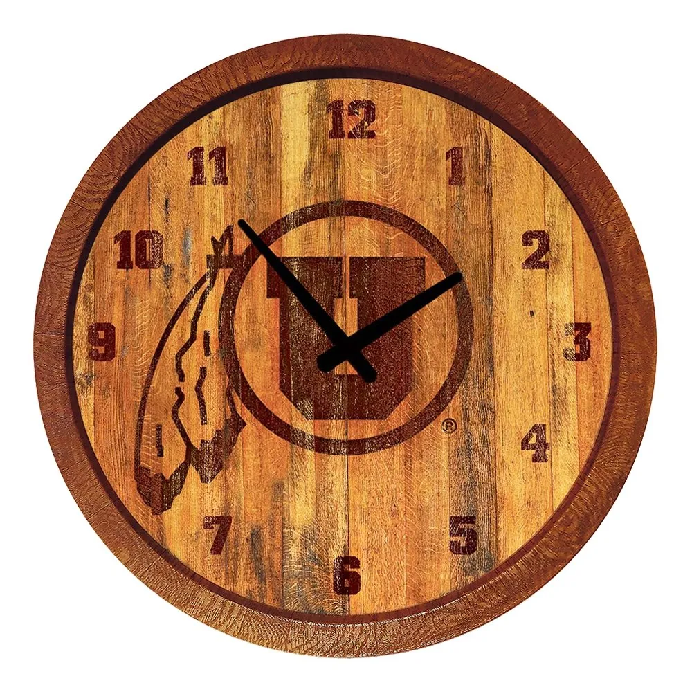 Utah Utes: Branded "Faux" Barrel Top Wall Clock