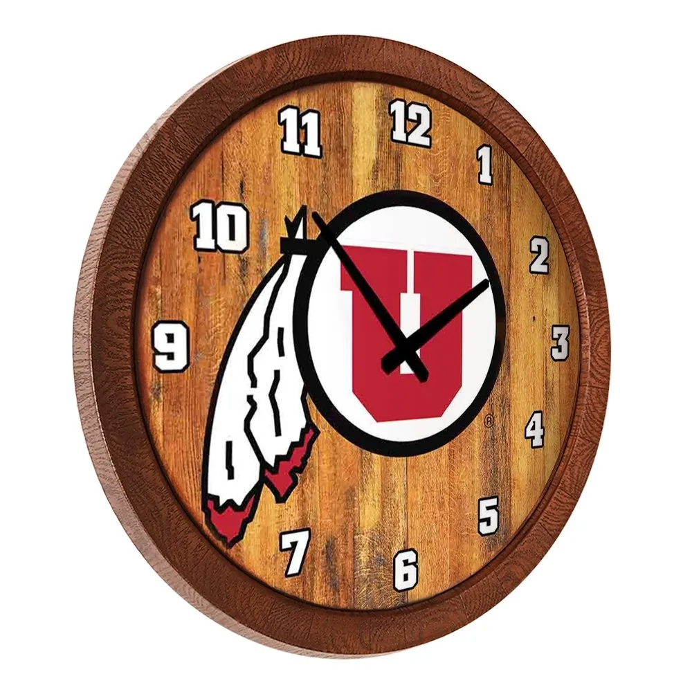 Utah Utes: "Faux" Barrel Top Wall Clock
