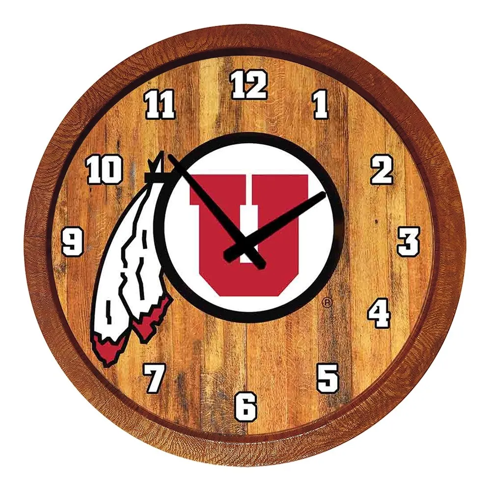 Utah Utes: "Faux" Barrel Top Wall Clock