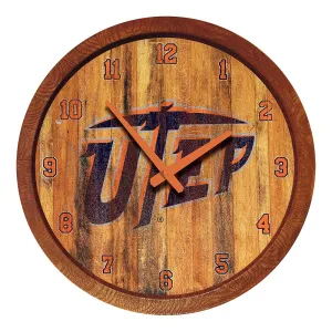 UTEP Miners: Weathered "Faux" Barrel Top Wall Clock