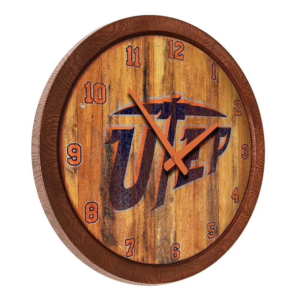 UTEP Miners: Weathered "Faux" Barrel Top Wall Clock
